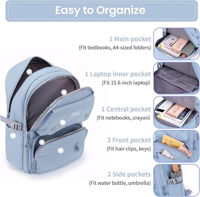 Sac à Dos école Pour Filles CP Au CE2 (Classe 1-3) - VOICI ET VOILA - Imperméable, Bandes Réfléchissantes - Dos Ergonomique