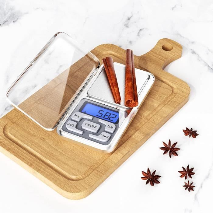 Balance De Cuisine électronique Haute Précision 500g/0.01g - Acier Inox, 7 Unités, Avec écran LCD - 7