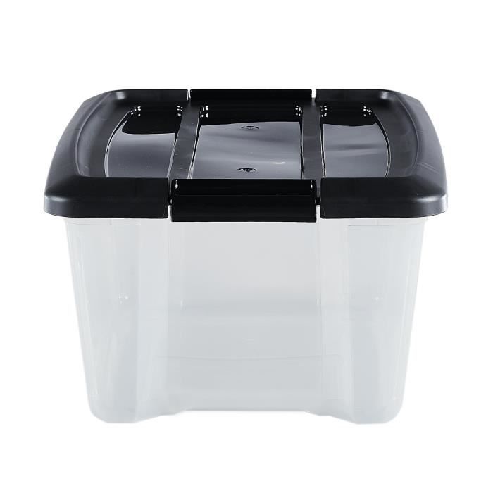 Boîte de rangement - avec couvercle - capacité 9 à 35 l - plastique - bleu  transparent