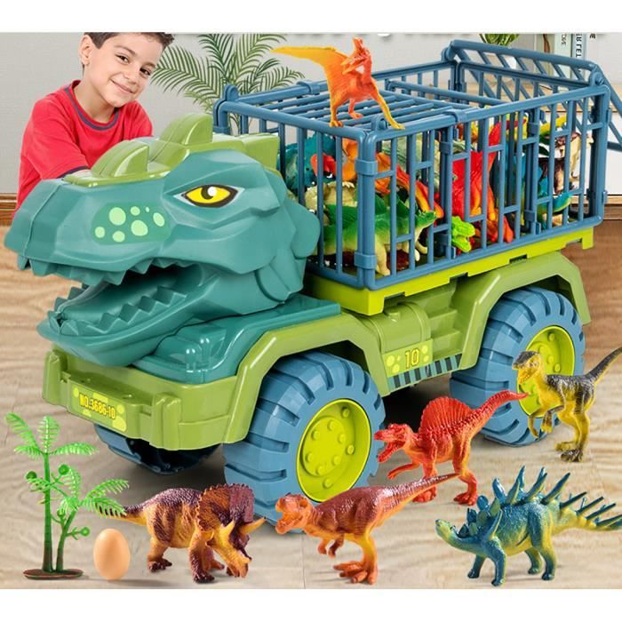 Jouet de dinosaure - AMOUNE - Transporteur Voiture avec Figurine