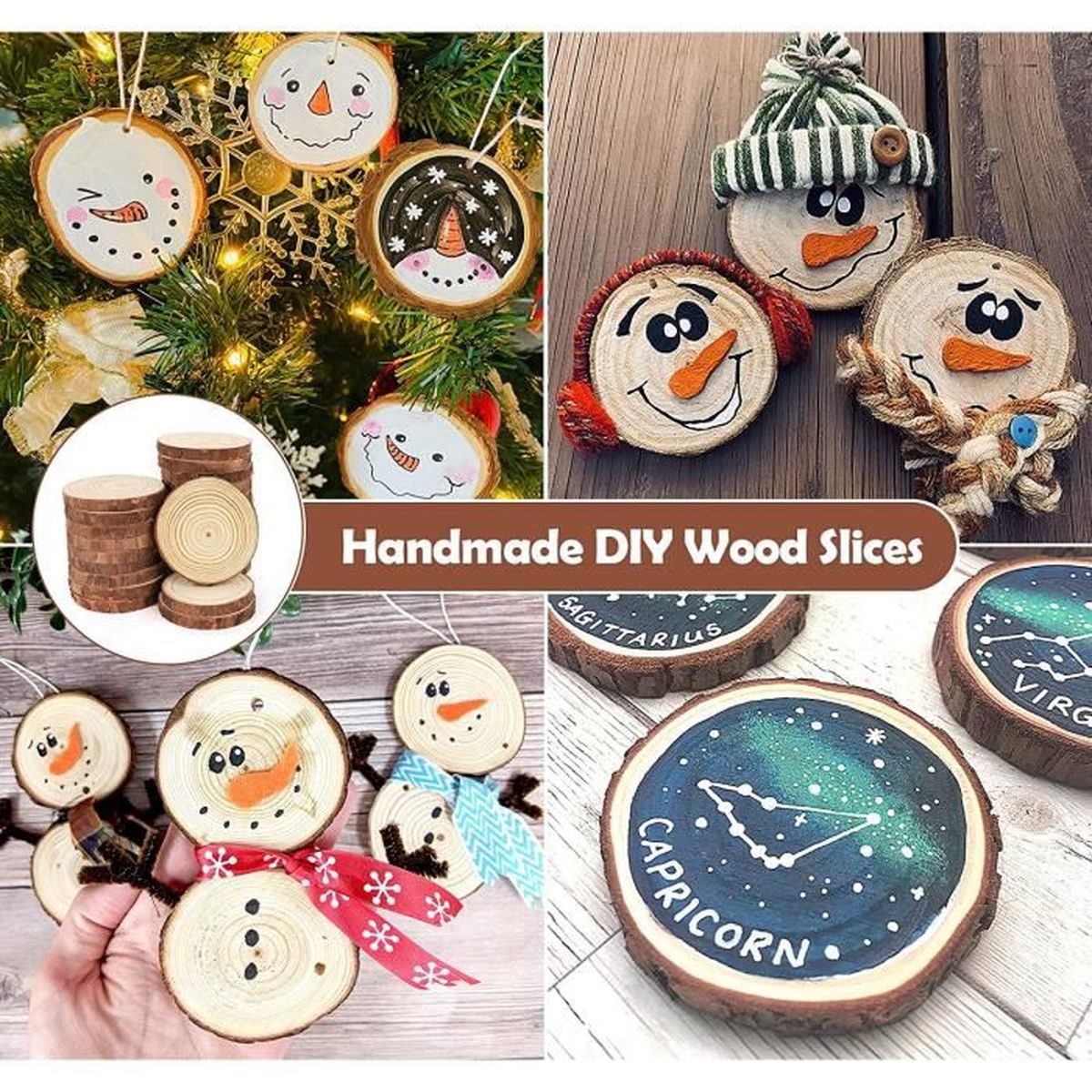Decoration Noel Rondin De Bois 30pcs Rondin de Bois sans Trou,VIPITH Naturel Rondelles Bois Disques en Bois,pour  DIY Artisanat et Décoration de Noël (6-7cm) - Cdiscount Maison