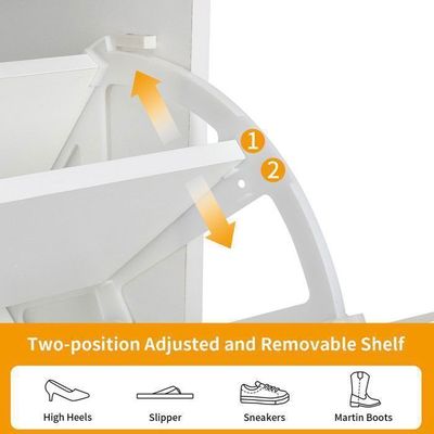 VOWNER Meuble Chaussures Étroite 80x24x100cm - Armoire Rangement à Tiroirs Blanc Avec Séparateurs