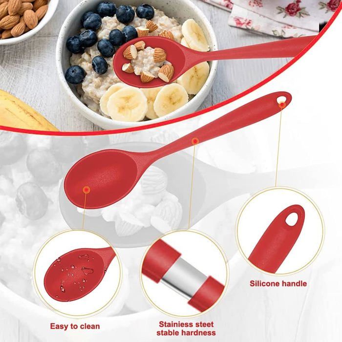 Batterie De Cuisine En Silicone, 5 Cuillères En Silicone, Lot De 5 Accessoires De Cuisine 96850635