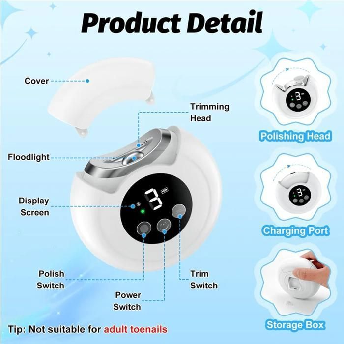 Coupe-ongles Électrique Rechargeable – LED Automatique – Pour Adulte Et Enfant – 500mAh