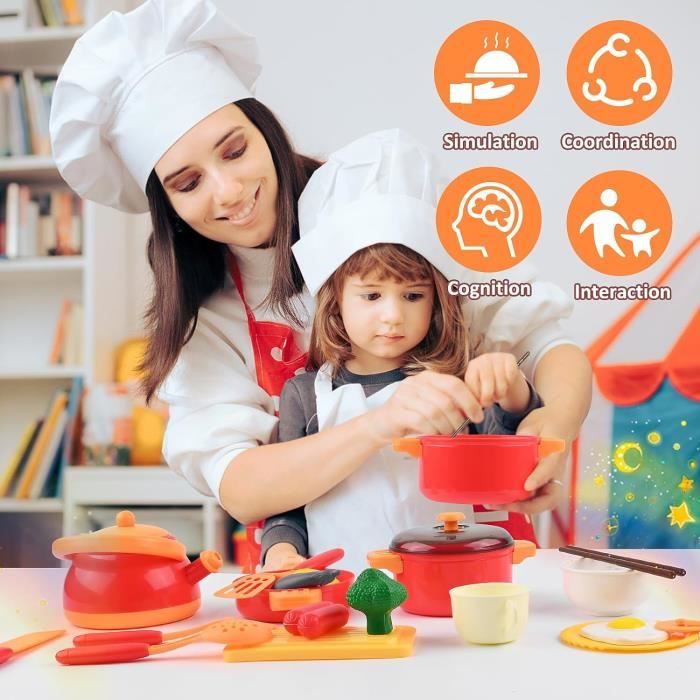 Jouet Cuisine En Bois AolKee - Lot De 26 Pièces (assiettes, Couverts, Tasses...), Pour Enfants Dès 3 Ans