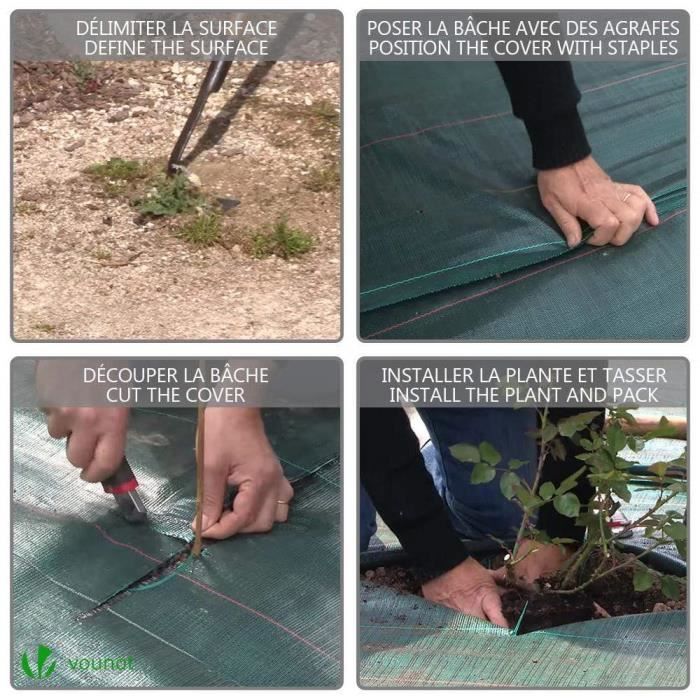 Paillage Pour Plante,Toile De Paillage,Géotextile Toile Anti-Mauvaises Herbes En Non Tissé 170g