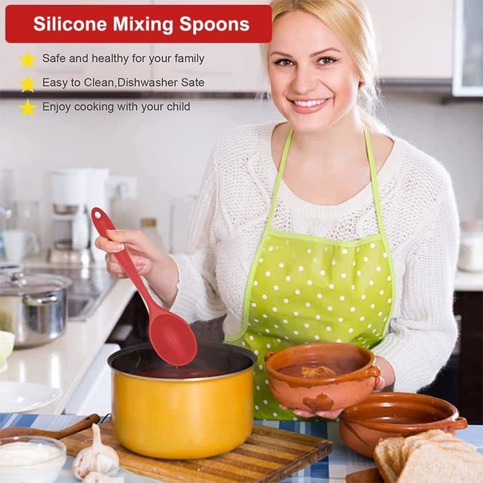 Acheter Cuillère à soupe Flexible incassable en Silicone, cuillère de cuisine à Long manche, louche de cuisine pour la maison