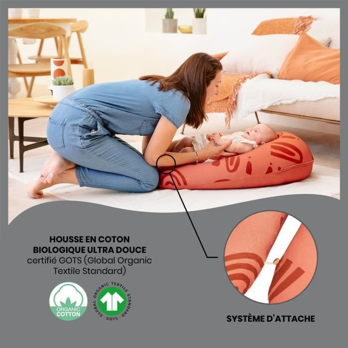 Babymoov Coussin De Grossesse Et Allaitement B.Love 2en1 Petals Ecru - Breveté, Microbilles Toxproof, OekoTex & GOTS