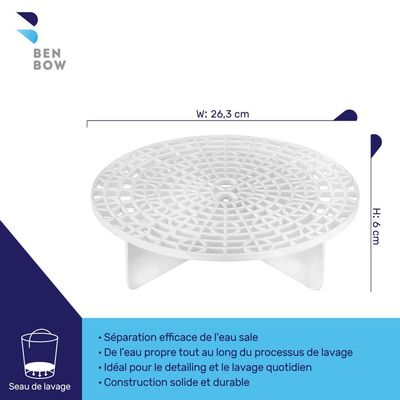 BenBow Grille de séparation de saleté pour Seau de Lavage Blanc - Filtration Efficace des Particules de saleté - Optimal pour Un Lavage de Voiture Doux - pour Les ateliers Automobiles