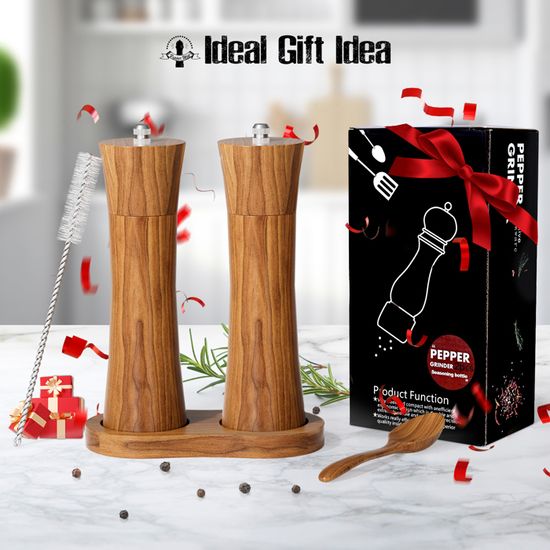 Moulin à Sel Et Poivre Manuel En Bois Et Inox – Broyeur Céramique Réglable, Compact Et Parfait Pour Table, Voyage Ou Cuisine - 2