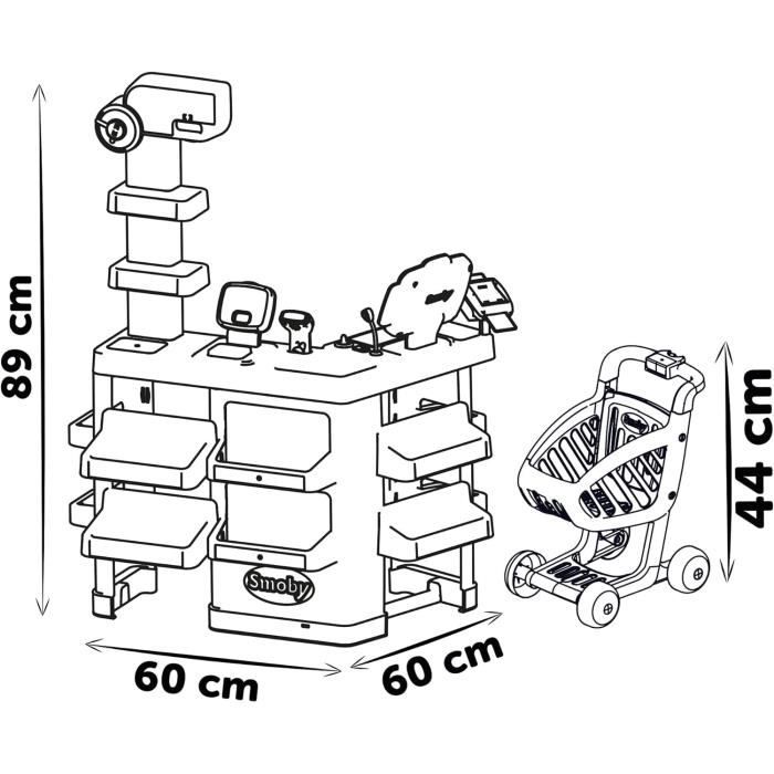 Smoby - Marchande - Supermarché pour Enfant - Chariot de Course Inclus - Vraie Calculatrice - 34 Accessoires - 350230 | Votre wishlist sur