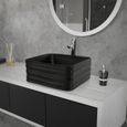 ML-Design Lavabo en Céramique Noir Mat, 39 x 39 x 15 cm, Carré, Vasque à Poser sur Plan de Toilette, Lave-Mains Évier pour la Salle-0