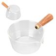 Super® Pot à lait en verre avec manche en bois bec en forme de V nouilles casserole maison cuisine ustensiles cuisine accessoire (40-0