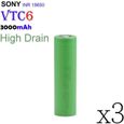 Accu 18650 Sony VTC6 - 3000 mAh INR 3.7V Rechargeable piles Li-ion batteries Lot de 3-0