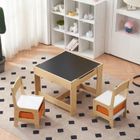 ALIGHTUP Table double face et 2 Chaises en Bois avec 2 Boîtes de Rangement pour Enfants