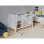 BRAND Lit bébé 120x60cm avec Matelas en Mousse Aloe Vera,Lit evolutif Bebe en Bois, Lit d'enfant convertible Blanc