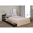 HORN Lit adulte 140 x 190 / 200 cm - Avec tiroir de rangement - Décor chêne et noir – PARISOT