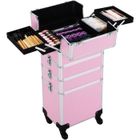 Yaheetech Mallette Valise à maquillage bijoux cosmétique Grande Professionnel 4 en 1 Verrouillable avec Roulettes Universelles Rose