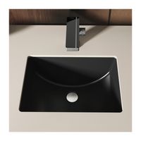 MEJE 202H-BL - Lavabo de salle de bain rectangulaire à encastrer de 46 cm, lavabo à encastrer en céramique et porcelaine, noir mat