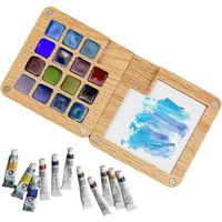 Mini palette aquarelle,Palette de peinture pour carnet de croquis de poche portable avec 15 grilles vides - Boîte de plateau