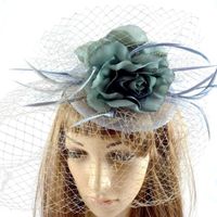 Accessoires cheveux - Serre tête pour mariage et cérémonies avec voilette - gris 
