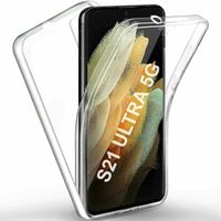 Coque Samsung GALAXY S21 ULTRA 100% Transparente 360 ​​Degrés Protection Intégrale Avant Souple+Arrière Rigide. tactile aB5