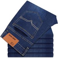 FUNMOON Jeans Homme Slim Droit 100% Coton Pantalon Denim Homme Grande Taille Hipster Bleu  coupe droite regular