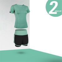 Ensemble de Vêtements de Sport Femme Confortable et Respirant - Vert HY™ - Fitness - Manches Courtes