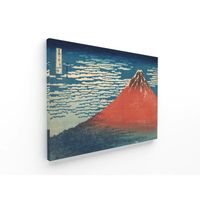Tableau Panorama Hokusai Red Fuji Clear Sky 50x35 cm - Imprimée sur Toile - Tableau Moderne pour la Maison