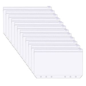 Classeur Pochette A6, 15 pcs Enveloppes Budget à 6 Trous Plastique Sac