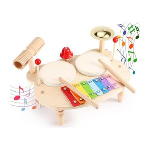 INSTRUMENT DE MUSIQUE Instruments de musique pour enfants à partir de 1 an, batterie en bois pour enfants, instruments de musique 10 en 1, jouet tambour