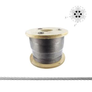 SET 100m cable 2mm acier inox cordage torons: 7x7 + 6 serre-câbles étrie +  2 tendeur oeil-crochet M4 - beaucoup de tailles disponibles
