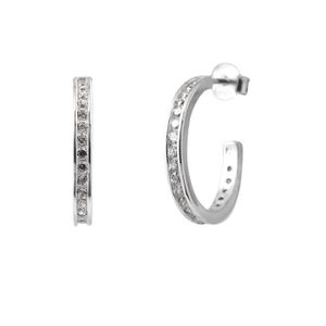 Boucle D'oreille Ancienne En Argent Massif 925 Rhodié - Style Boucle - Occasion