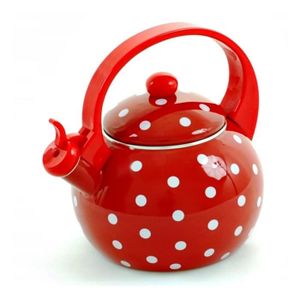 Crème polka dot 3.5 litre en acier inoxydable siffler bouilloire gaz et plaques électriques