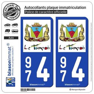 Autocollants Plaque Immatriculation 974 La Réunion - Lot De 2 Stickers Départementaux - Vinyle Haute Tenue UV