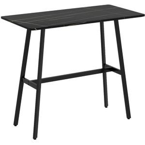MANGE-DEBOUT Table de bar - table mange debout - dim. 118L x 58l x 98H cm - châssis piètement acier noir plateau aspect marbre noir veiné blanc