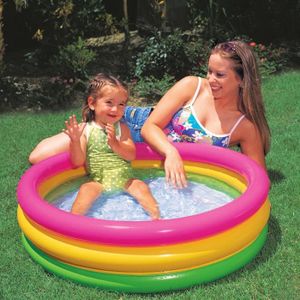 PATAUGEOIRE Intex Piscine gonflable bébé 3 anneaux multicolores 58924