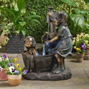 STATUE - STATUETTE   Pwshymi Statue de jardin Garçon et Fille Fontaine 