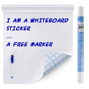 44.5 x 200cm Bricolage Mural Sticker Surface Effa/çable /à Sec Autocollant Auto-Adh/ésif pour Bureau//Maison//L/école//Magasin//Restaurants//R/éfrig/érateur//Travail avec 1 Stylo Rouleau Tableau Blanc Adhesif