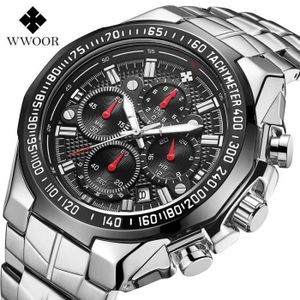 MONTRE WWOOR montres hommes Top marque de luxe noir sport chronographe montre homme mode grand cadran en acier inoxydable Quartz