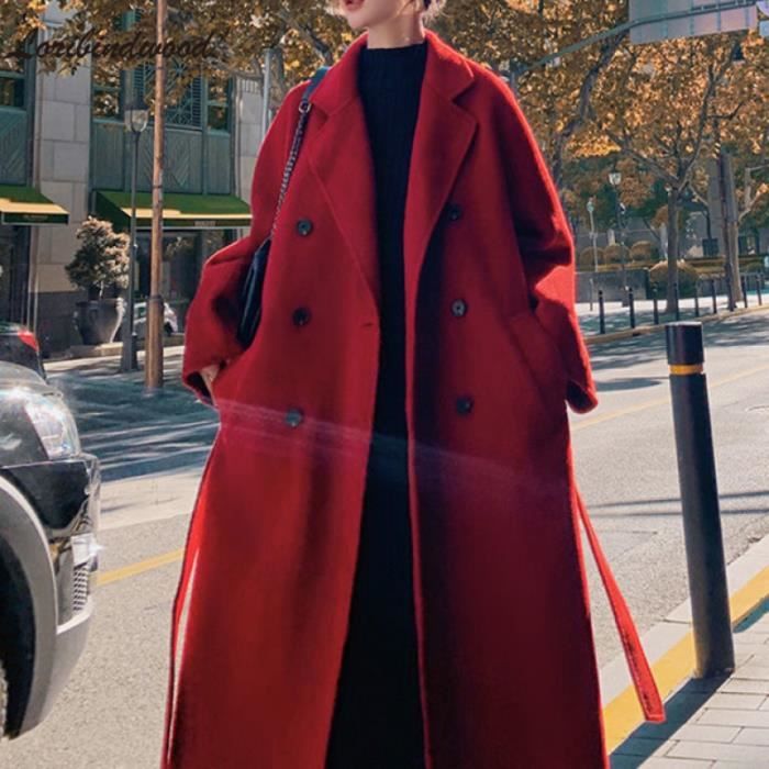 manteau en laine rouge femme