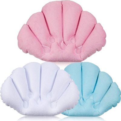 Coussin Gonflable Coquillage Pour Baignoire - PVC Avec Tissu éponge, Ventouses, Couleur Aléatoire