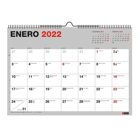 Calendrier Mural 2026 Miquelrius Basic A4 - Catalan, Spirale, Espaces Notes