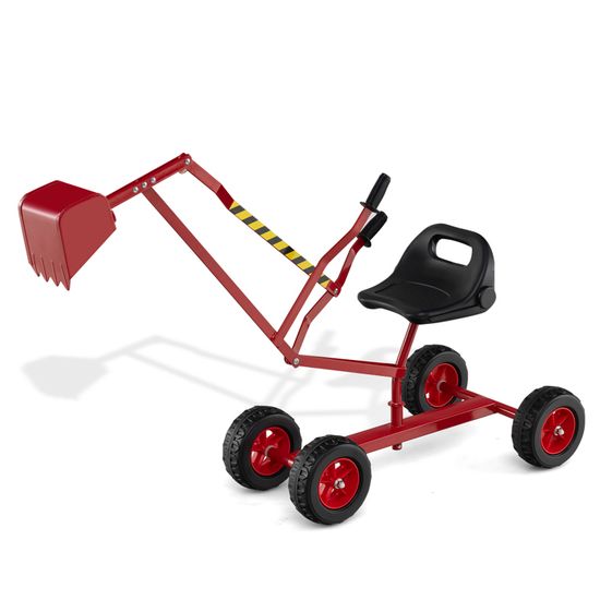 COSTWAY Tractopelle Enfant 19-36 Mois - Pelle Réglable, Son Moteur, Anti-Basculement, Charge 15 Kg, Jaune