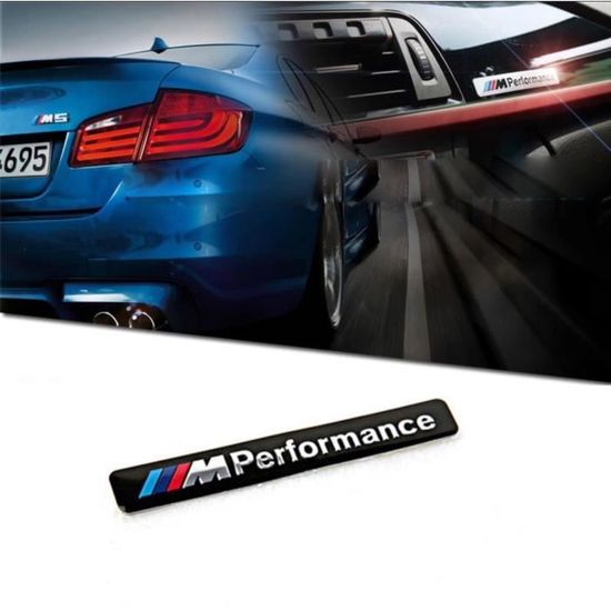 BMW Emblème M Performance - Aluminium Noir - Logo Autocollant 8,5 X 1,2 CM Série 1 2 3 4 5 6 7
