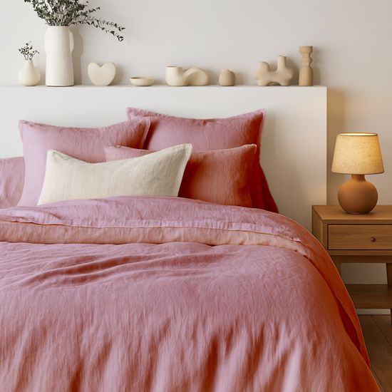 Couette Vintage Cousue Main – Carrés Rétro Rose – Taille Queen, USA