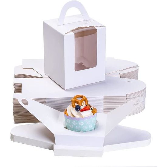 Qiqee Lot De 60 Boîtes à Cupcakes Individuelles Pour