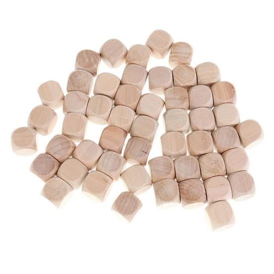 50 Pièces Dés Vierges en Bois, Dé Personnalisable 20 mm/12 mm Non