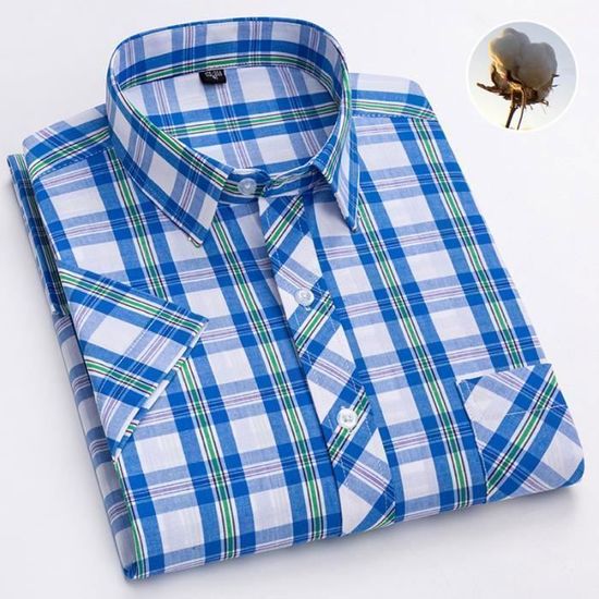 Chemise Columbia Manches Longues à Carreaux - Homme Taille M - Bleu Moyen/vert, Respirante