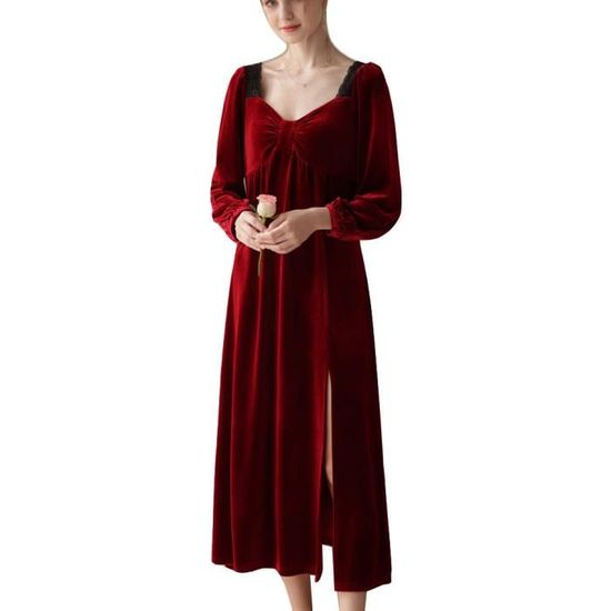 Robe De Chambre Longue Vintage La Perla - 100% Soie Satin - Taille S - Violet - Italie